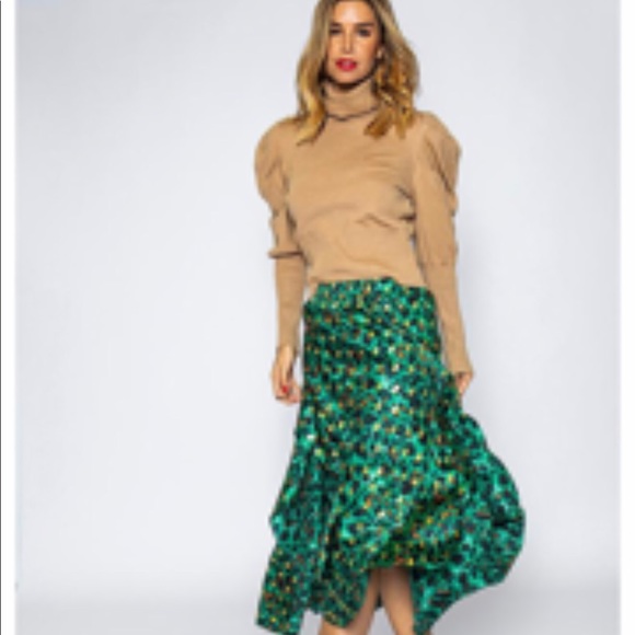 Jean Louis Francois Sweaters - Camel puffed sleeve turtleneck sweater
